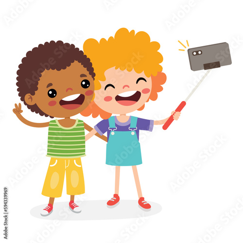 Kid Making Selfie With Phone