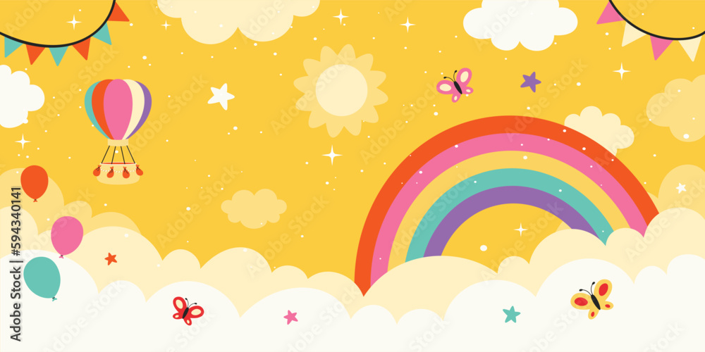 Beautiful Sky Background With Rainbow Beautiful Sky Background With Rainbow