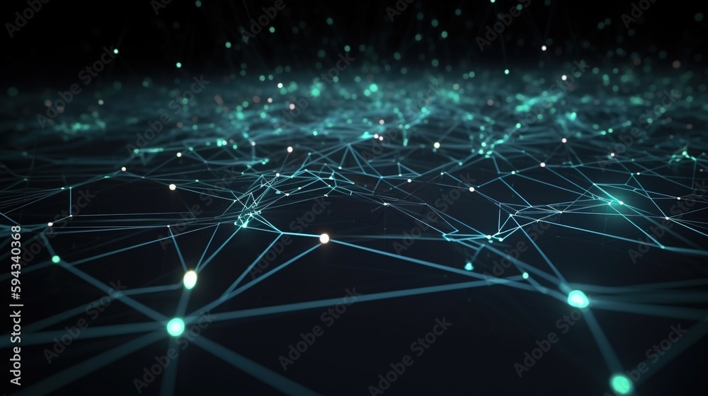 Obraz premium Abstract digital background with connecting dots and lines. Network connection structure. 3d rendering.GenerativeAi