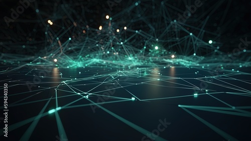 Abstract digital background with connecting dots and lines. Network connection structure. 3d rendering.GenerativeAi