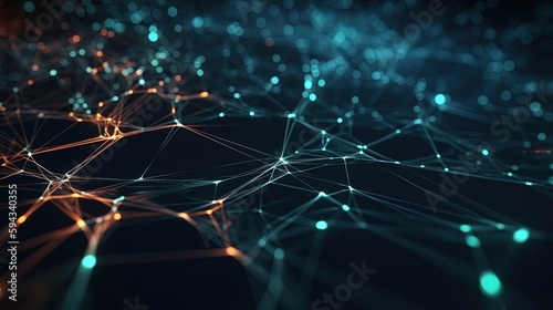 Abstract digital background with connecting dots and lines. Network connection structure. 3d rendering.GenerativeAi