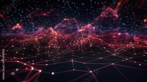 Abstract digital background with connecting dots and lines. Network connection structure. 3d rendering.GenerativeAi