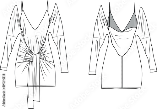 tie waist dress flat drawing fashion technical drawing dress technical drawing fashion cad drawings fashion flat drawing