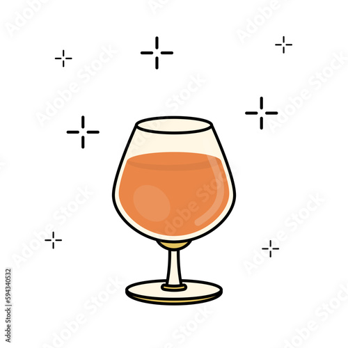 Cognac glass cup filled with brandy, liquor, alcoholic beverage for bar, restaurant, pub, celebration party, drinks. Vector icon with editable color and stroke.