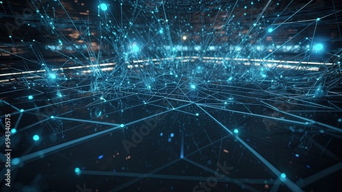 Abstract digital background with connecting dots and lines. Network connection structure. 3d rendering.GenerativeAi