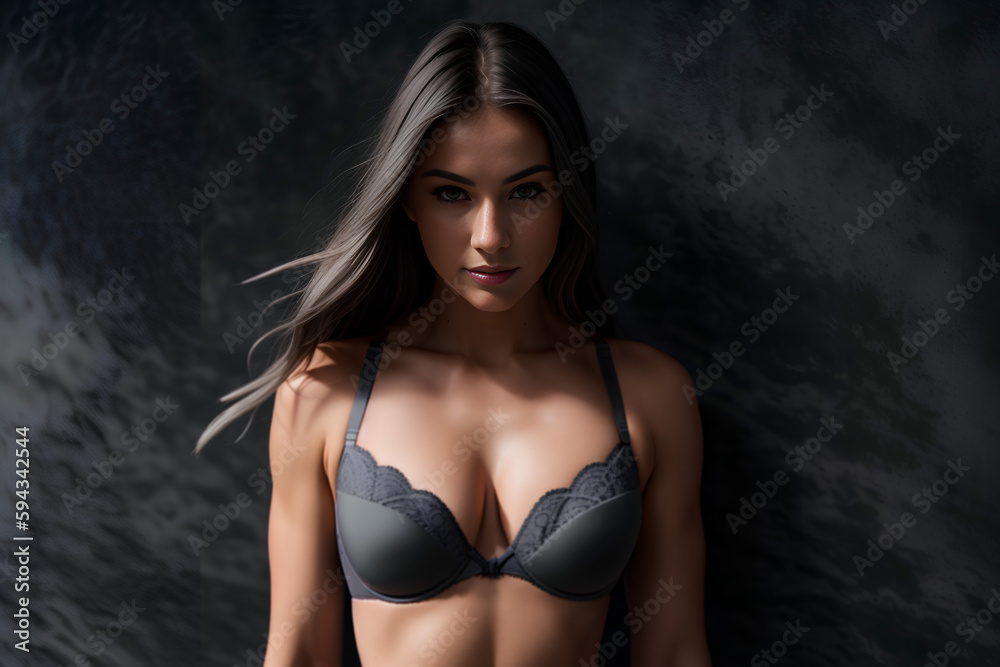 Obraz premium Professional fashion model woman on dark empty background. Generative AI