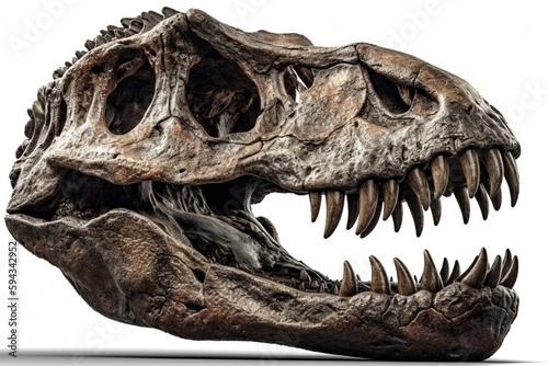 Dinosaur skull on white background, created with generative AI © MiraCle72