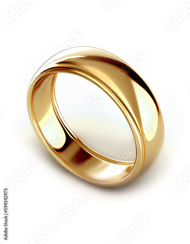 Gold ring on white background, created with generative AI
