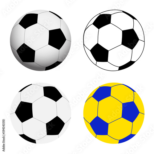 Vector illustration. Soccer balls isolated on white background. 
