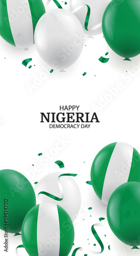 Vector Illustration of  Nigeria Democracy Day.  Background with balloons
