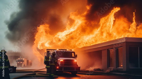 firefighters put out a burning house generative ai