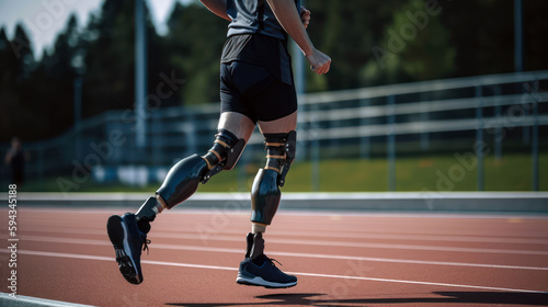 athlete running on prostheses generative ai © Poter