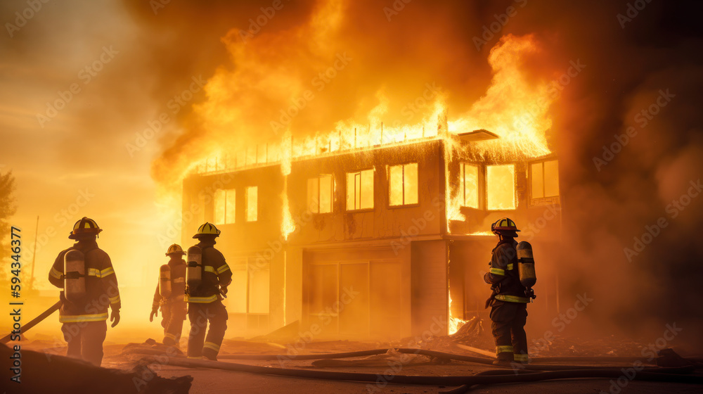 firefighters put out a burning house generative ai