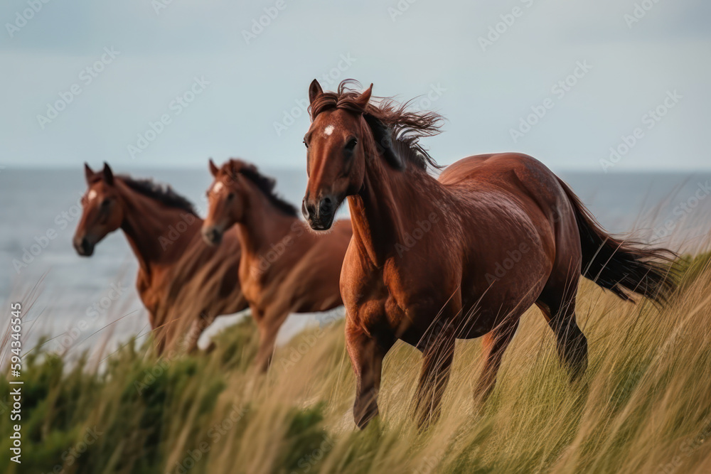 family of wild meadow horses generative ai family of wild meadow horses generative ai