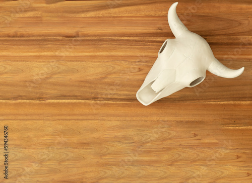 Wood texture with natural wood pattern and white buffalo skull isolate. Love concept. Brown wood background with space for text or image.