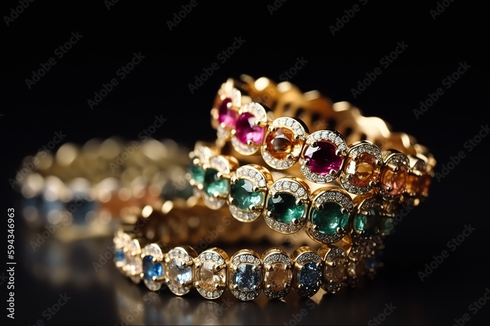 Rings made of gold and rubies lying on a black background. The concept of wealth or jewelry making by Jeweler. Generative ai Rings made of gold and rubies lying on a black background. The concept of wealth or jewelry making by Jeweler. Generative ai