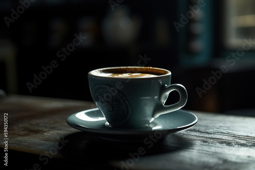 White Coffee Cup, Film Photography, Professional Lights, Cinematic Shadows Generated with AI