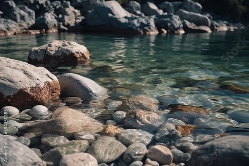  rocks and water in a river with rocks in the water and rocks in the water with rocks in the water and rocks in the water with rocks in the water. generative ai
