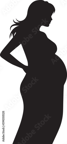 Pregnant girl, Pregnant woman silhouette vector illustration isolated on white background, SVG