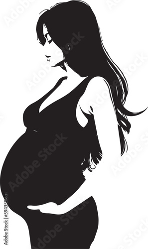 Pregnant girl, Pregnant woman silhouette vector illustration isolated on white background, SVG