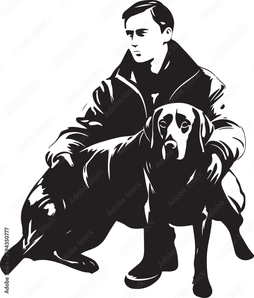 Man and dog silhouette Vector illustration, SVG Man and dog silhouette Vector illustration, SVG