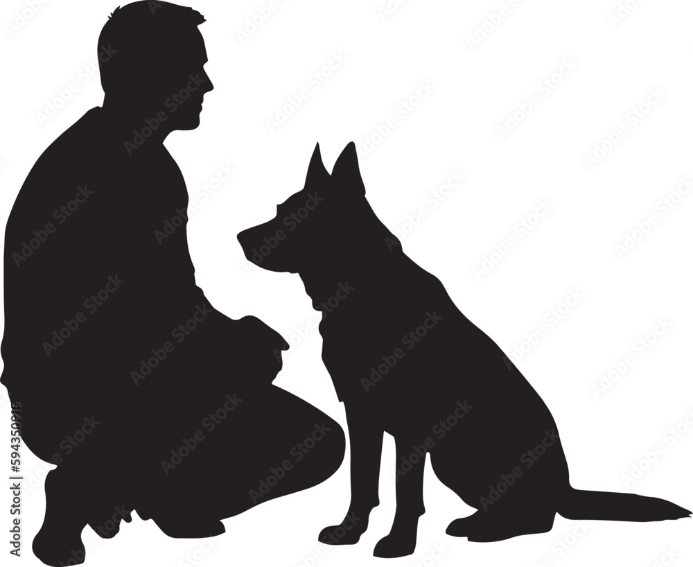 Man and dog silhouette Vector illustration, SVG Man and dog silhouette Vector illustration, SVG