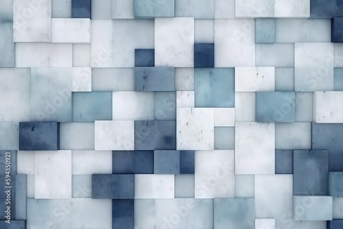  an abstract background of blue and white squares and squares of varying sizes and shapes  all in different shades of blue  white  and gray.  generative ai