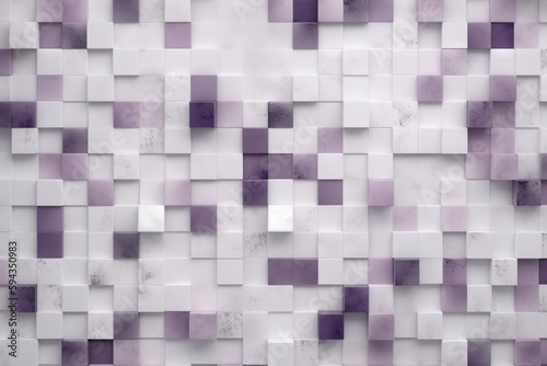  a white and purple tiled wall with a lot of squares on it's sides and a few squares on the other side of the wall. generative ai