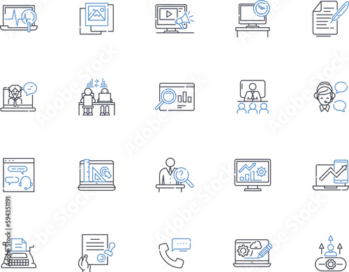 Job holders line icons collection. Employed, Professional, Worker, Breadwinner, Careerist, Provider, Employee vector and linear illustration. Wage-earner,Laborer,Operator outline signs set