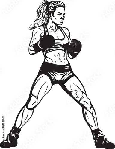 Boxer women, women mama fighter, vector illustration, SVG