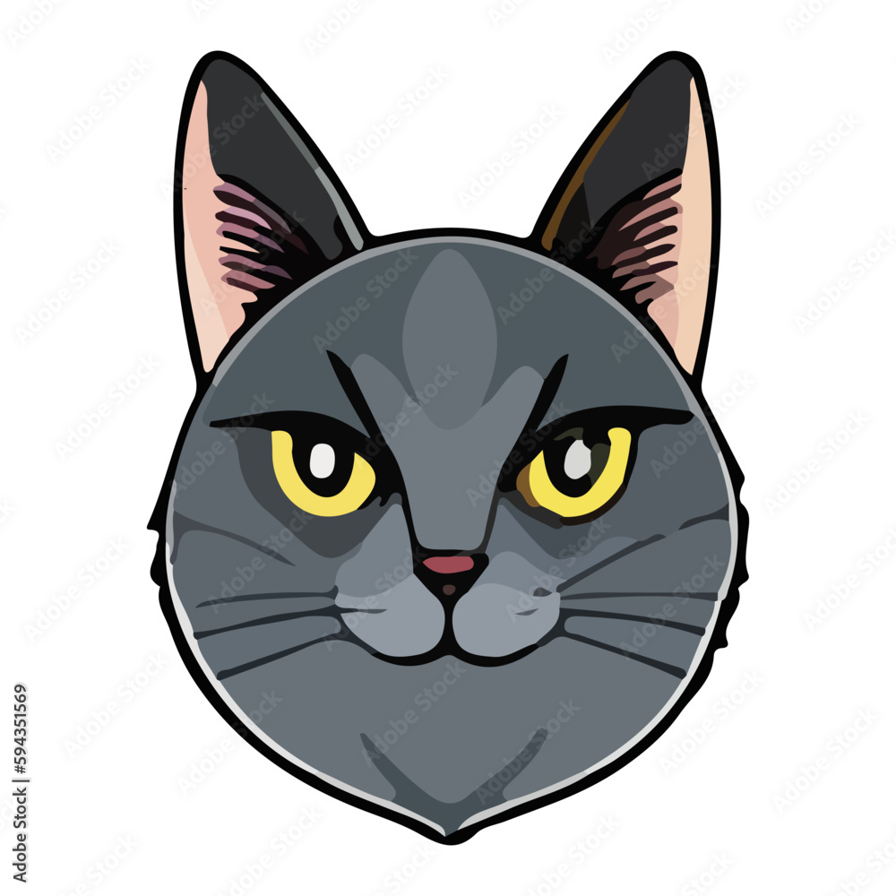 Cartoon cat character. Kitten vector breed.