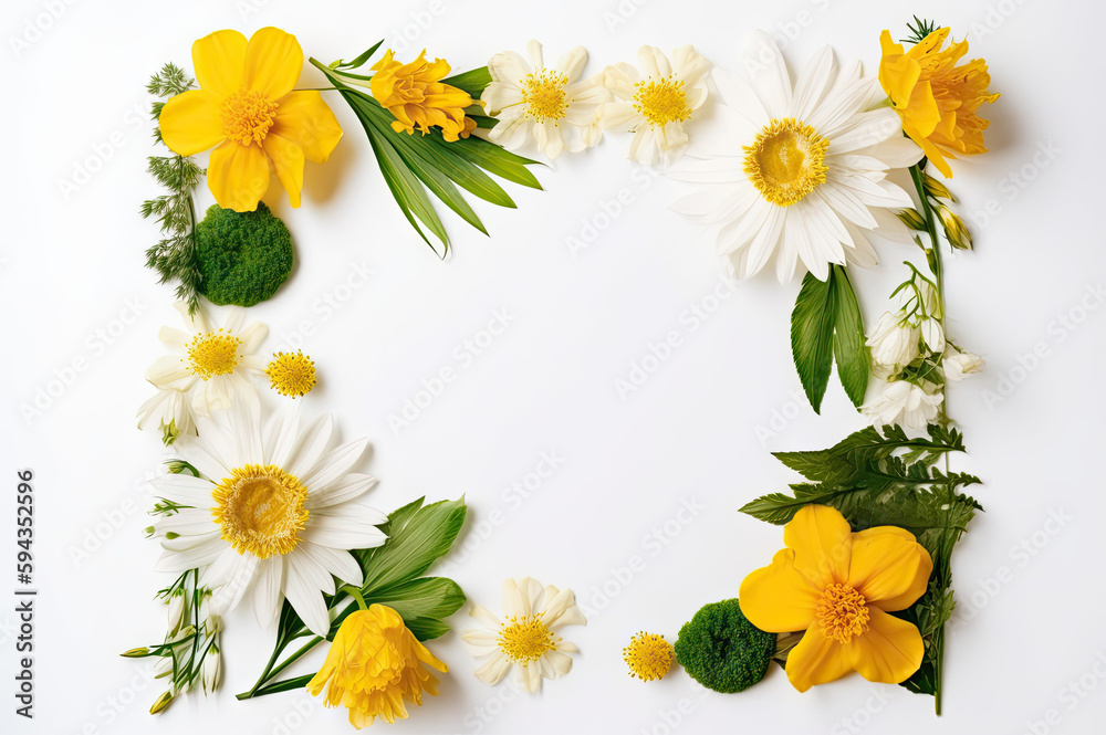 Obraz premium Frame of flowers created with Generative AI technology