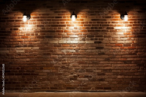 a brick wall with three spotlights on it and a brick wall with a brick wall and a brick wall with a light on it. Generative AI