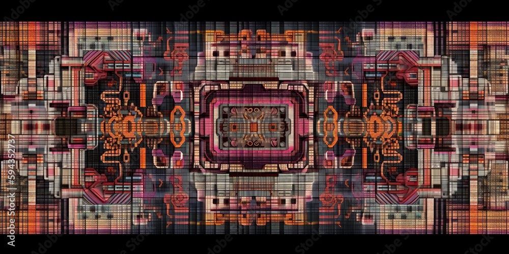A computer program that generates intricate tapestries based on mathematical algorithms, merging technology with traditional crafts, concept of Algorithmic Art, created with Generative AI technology