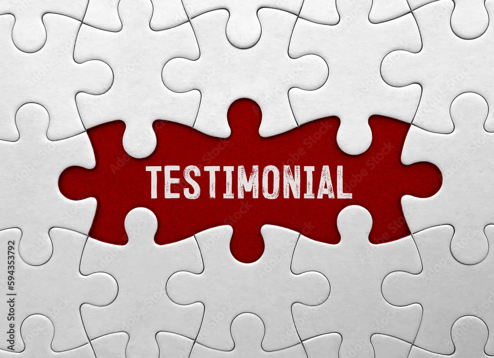 Word Testimonial on red puzzle background Word Testimonial on red puzzle background