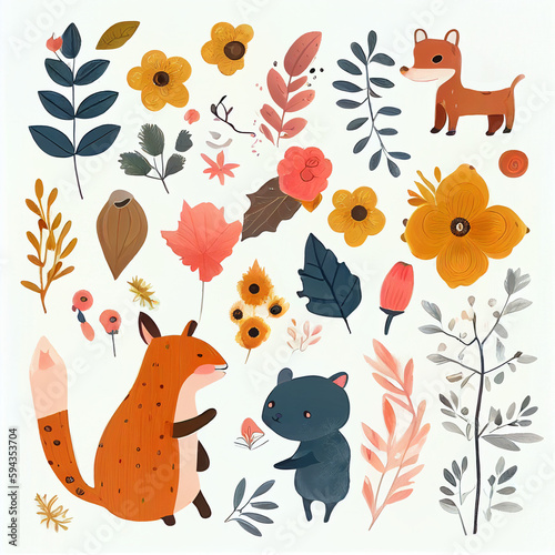 Cute Fall Flowers, Plants and Animals