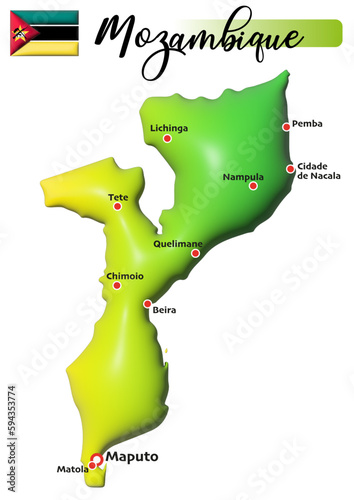 Mosambik, Fläche und Flagge photo