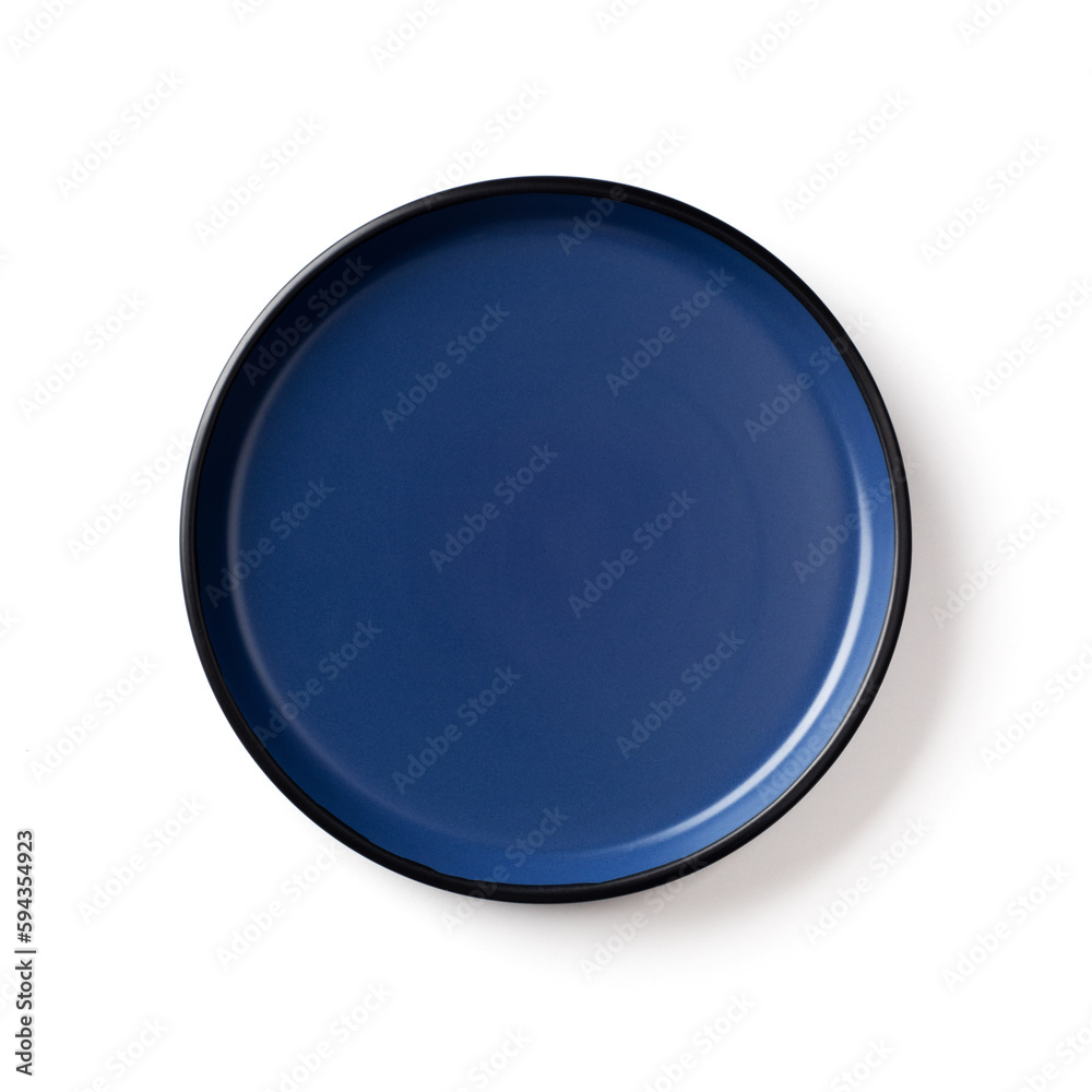 Isolated dark blue plate on a white background. Clipping path. Isolated dark blue plate on a white background. Clipping path.
