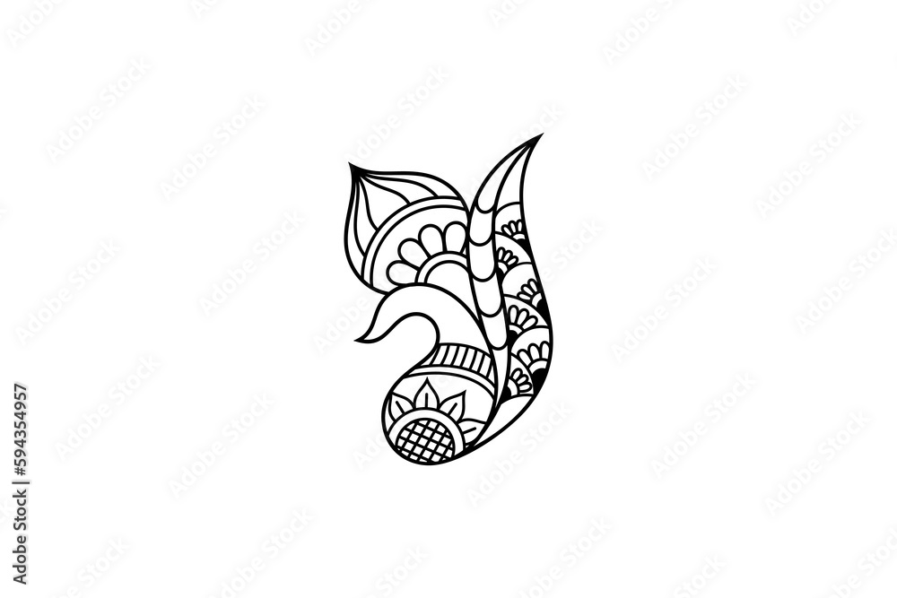 Obraz premium Abstract peacock vector logo in zentangle design style