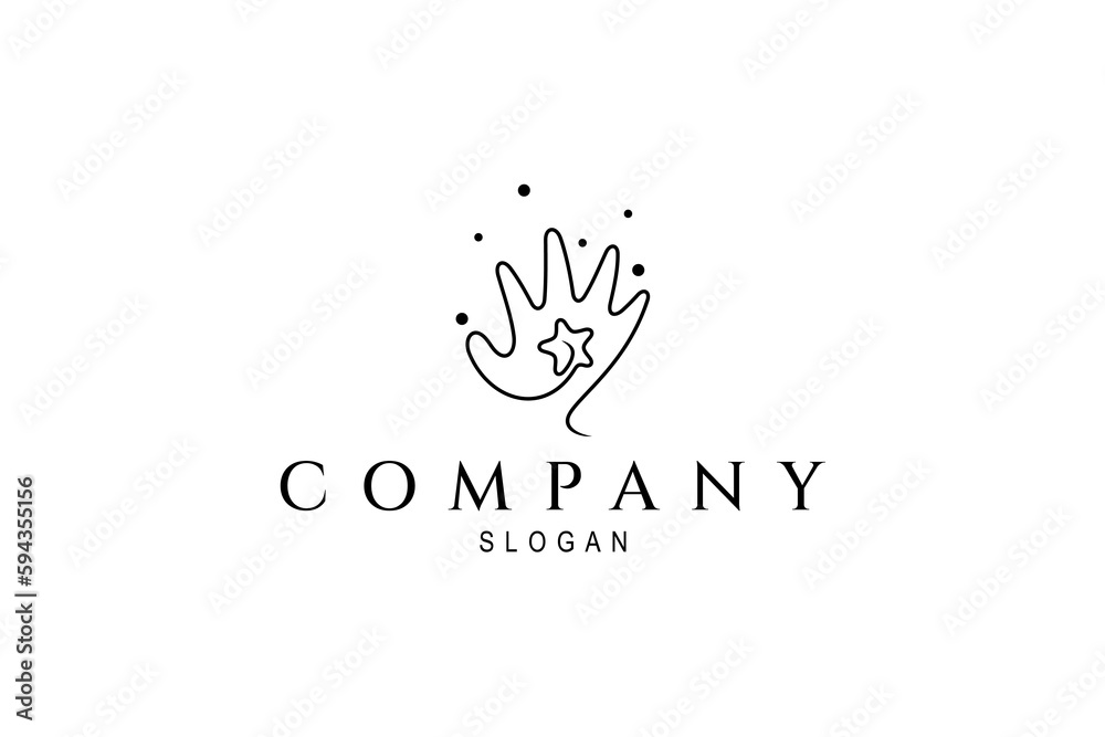 Vector logo on which an abstract image of a child's hand on which lies a star. Vector logo on which an abstract image of a child's hand on which lies a star.