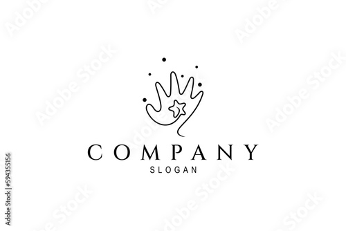 Vector logo on which an abstract image of a child's hand on which lies a star.