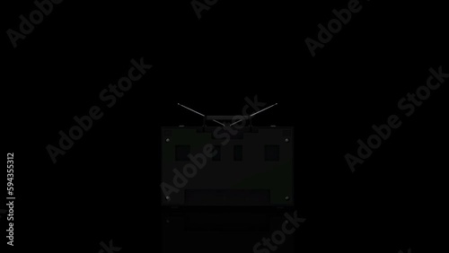 Boombox turns on itself animation