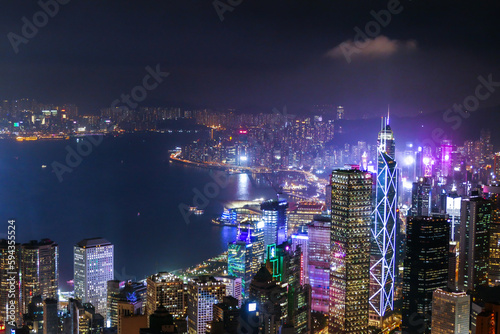 Hong Kong skyline at night view from Victoria Peak