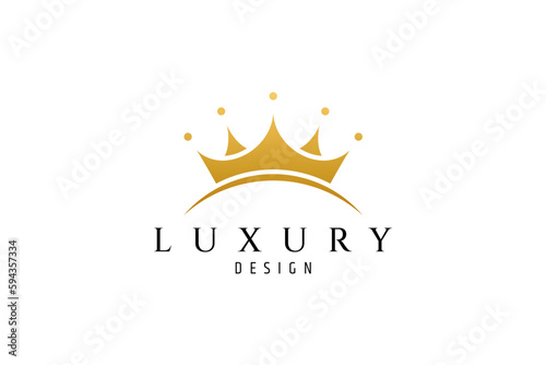 Crown logo like sunbeam with golden color in luxury flat design style
