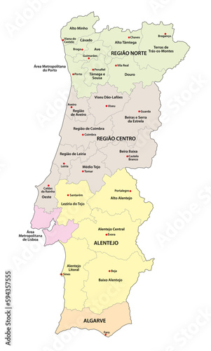 administrative vector map of portuguese regions and subregions, NUTS photo