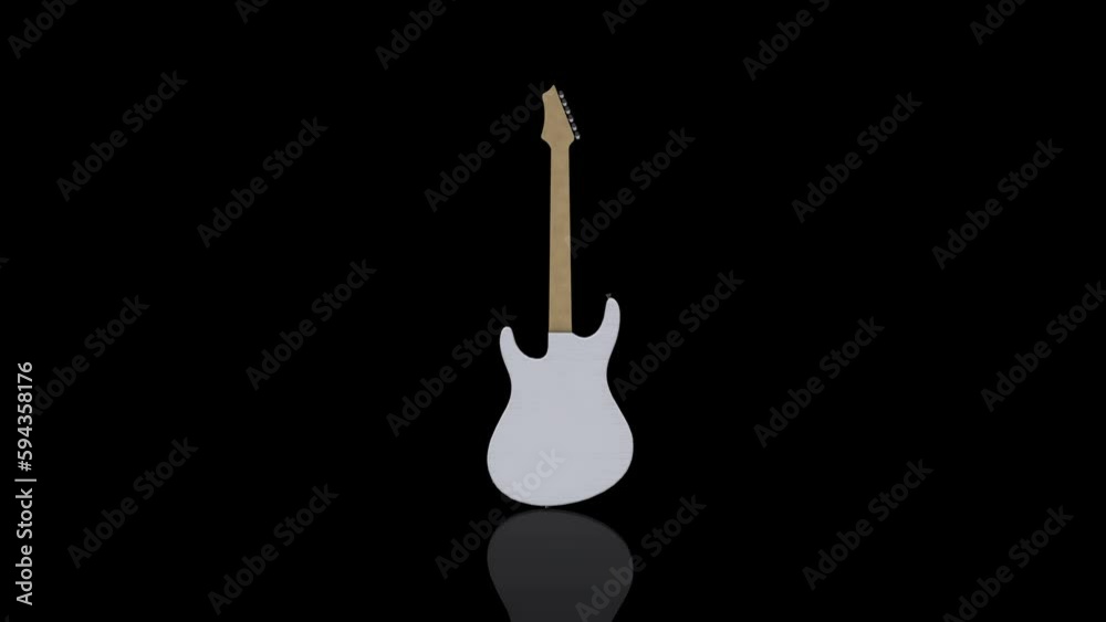 White Electric Guitar turns on itself animation White Electric Guitar turns on itself animation