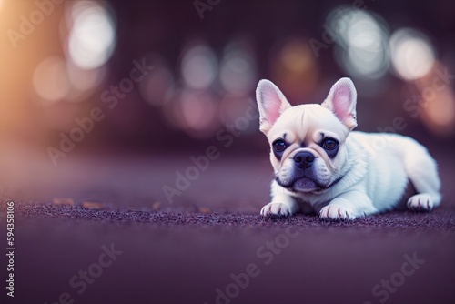 Colored French Bulldog. Cute dog, generative ai, looking into camera © Aleksandr