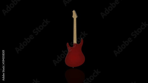 Red Electric Guitar turns on itself animation