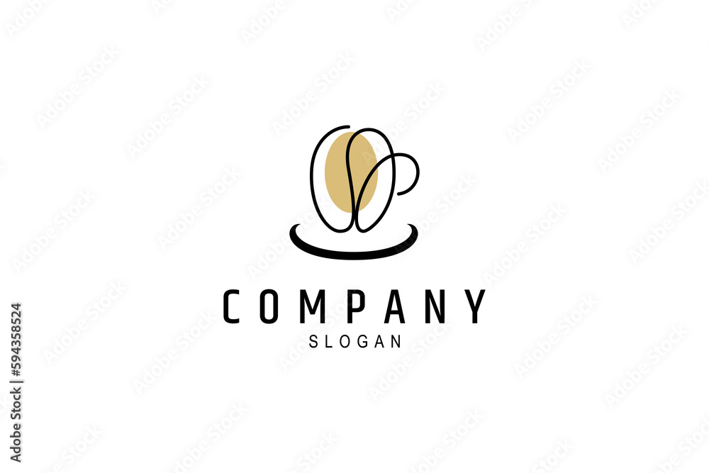 Coffee bean vector logo form a cup in continuous line design style Coffee bean vector logo form a cup in continuous line design style