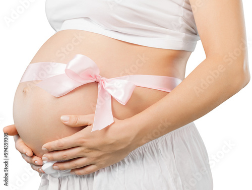 Wallpaper Mural Pregnant woman belly with pink ribbon Torontodigital.ca